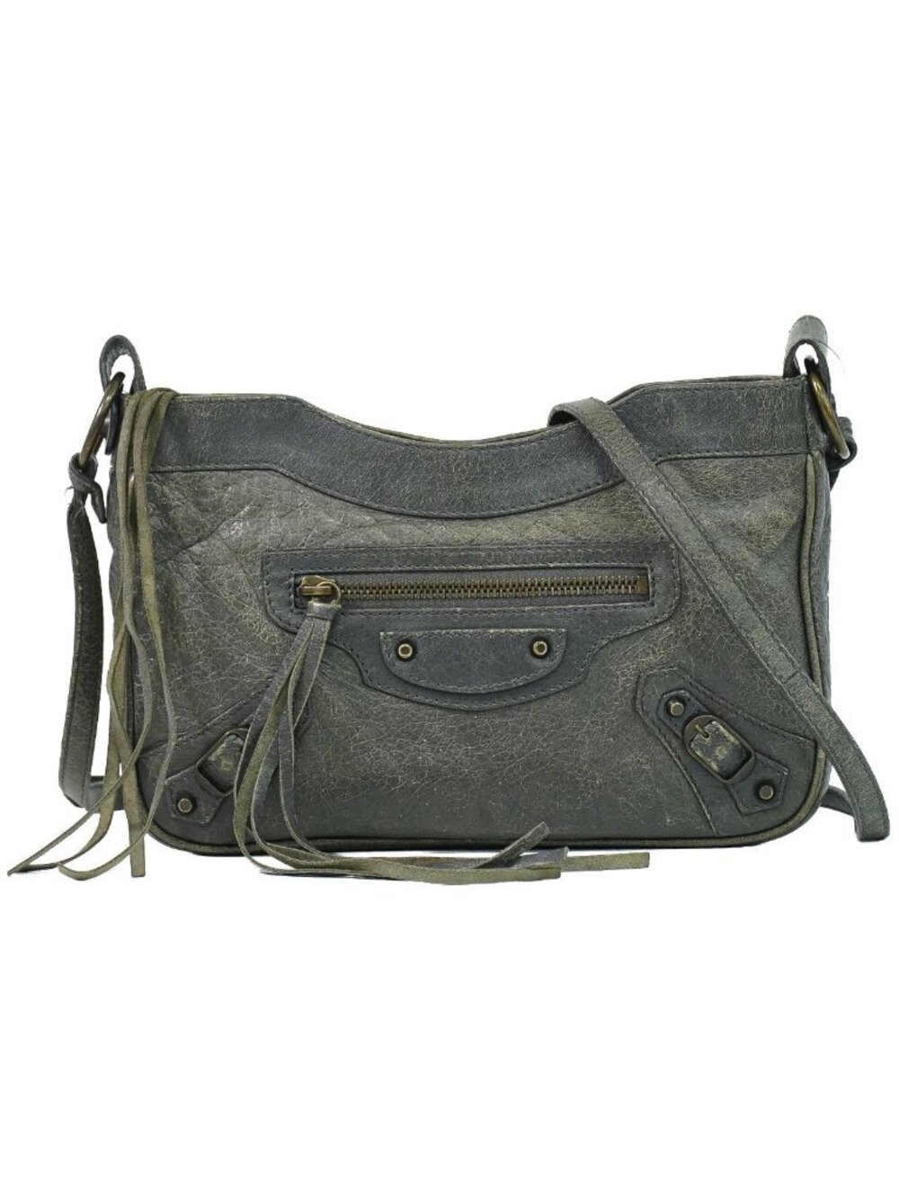 Balenciaga the Hip Shoulder Bag Pochette Leather Gray